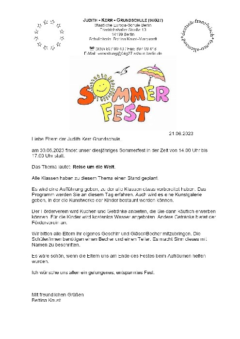  Einladung zum Sommerfest :: judith-kerr-grundschule.de Bildidee 